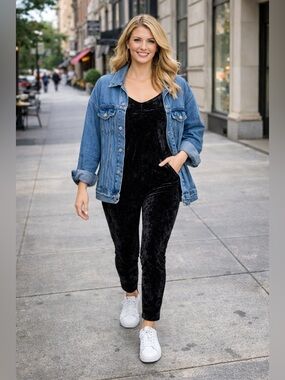 TOPSHOP - black velvet fitted bodysuit, Romper, Jumpsuit. Size 10